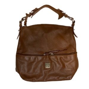 Vintage Dooney & Bourke Large Dillen Sac Hobo Brown Leather Purse Shoulder Bag